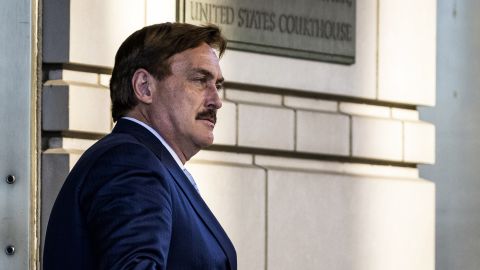 Mike Lindell departs from federal court in Washington, DC, on June 24, 2021.